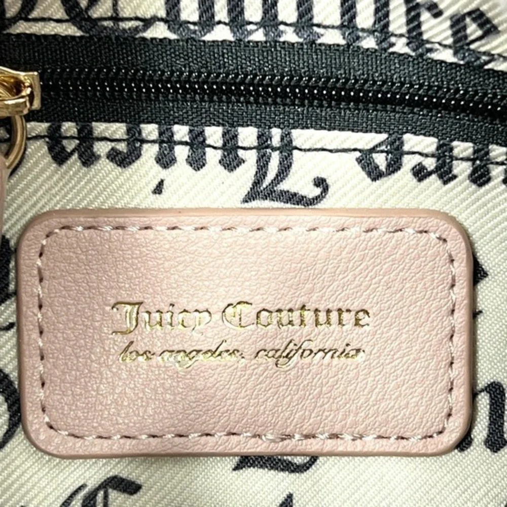 Juicy Couture Fluffy Mini Tote Bag Purse Handbag Blush Pink Bling Heart Spellout